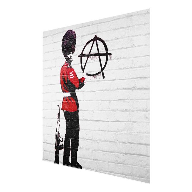 Obrazy na szkle czarno białe Anarchist Soldier - Brandalised ft. Graffiti by Banksy