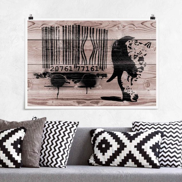 Obrazy do salonu nowoczesne Barcode Leopard - Brandalised ft. Graffiti by Banksy
