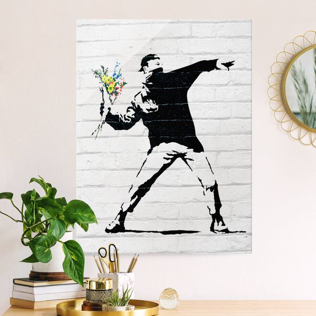 Obrazy na szkle portret Flower Thrower - Brandalised ft. Graffiti by Banksy