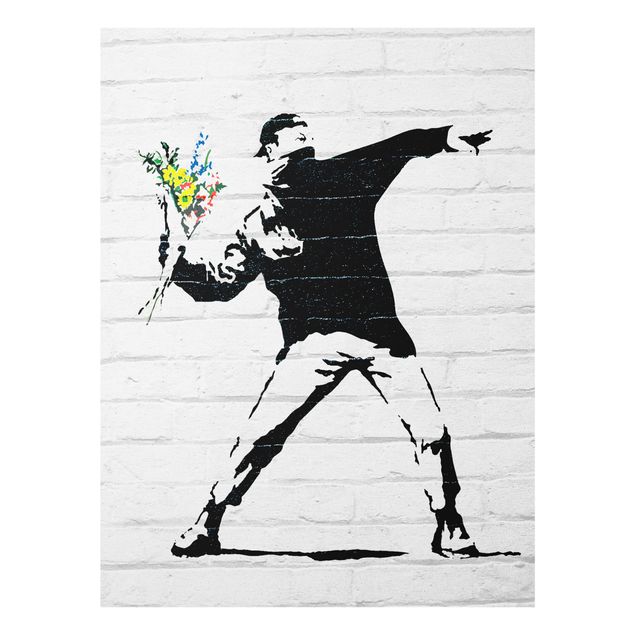 Czarno białe obrazy Flower Thrower - Brandalised ft. Graffiti by Banksy