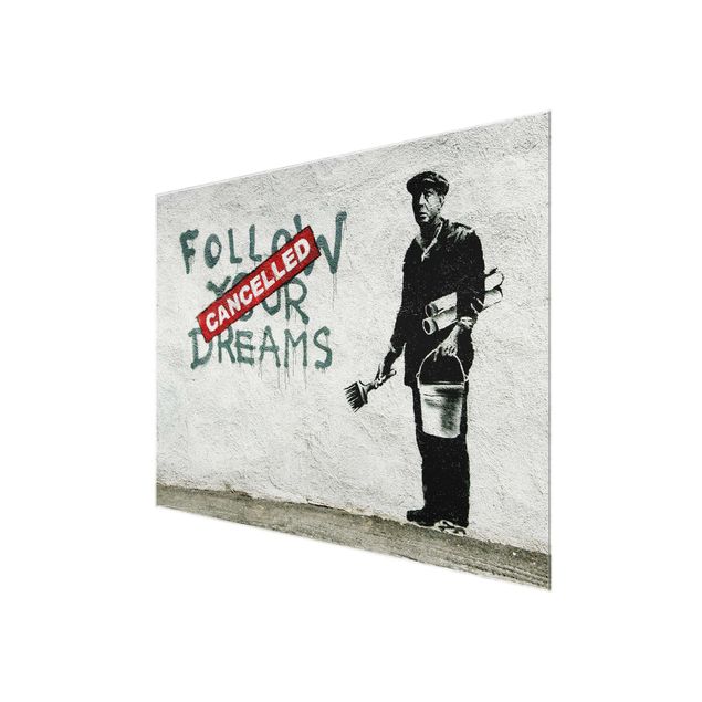 Obrazy na szkle czarno białe Follow Your Dreams - Brandalised ft. Graffiti by Banksy