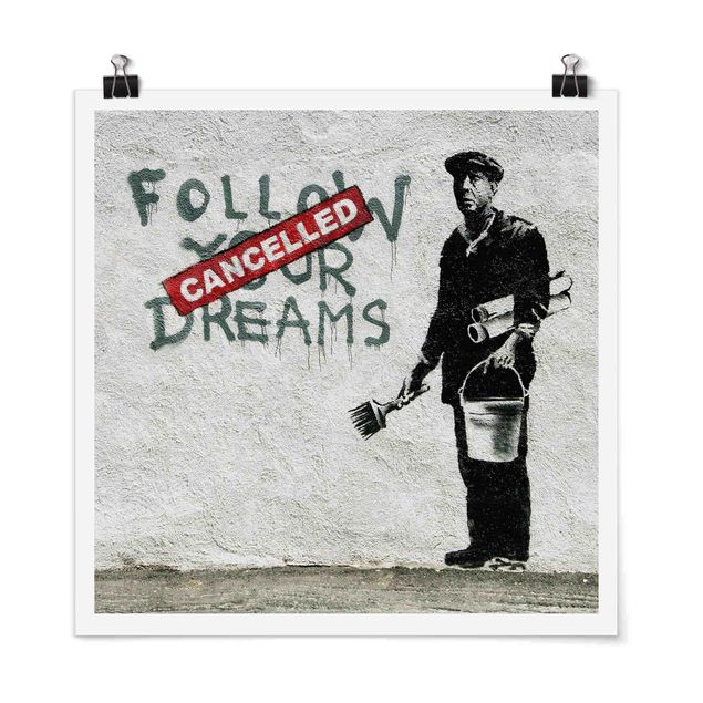 Czarno białe obrazy Follow Your Dreams - Brandalised ft. Graffiti by Banksy