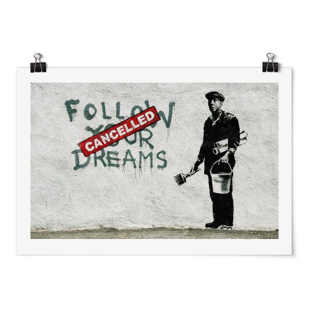 Obrazki czarno białe Follow Your Dreams - Brandalised ft. Graffiti by Banksy