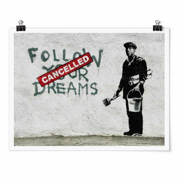 Czarno białe obrazki Follow Your Dreams - Brandalised ft. Graffiti by Banksy
