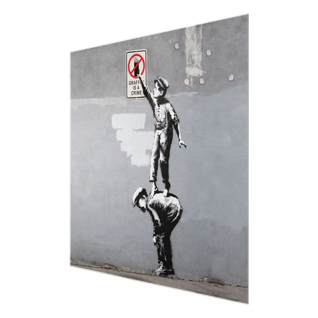 Obrazy na szkle czarno białe Graffiti Is A Crime - Brandalised ft. Graffiti by Banksy