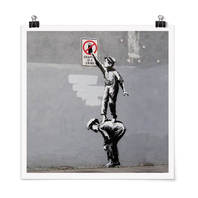 Czarno białe obrazy Graffiti Is A Crime - Brandalised ft. Graffiti by Banksy