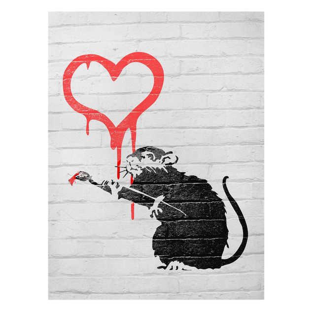 Obraz na płótnie czarno biały Love Rat - Brandalised ft. Graffiti by Banksy
