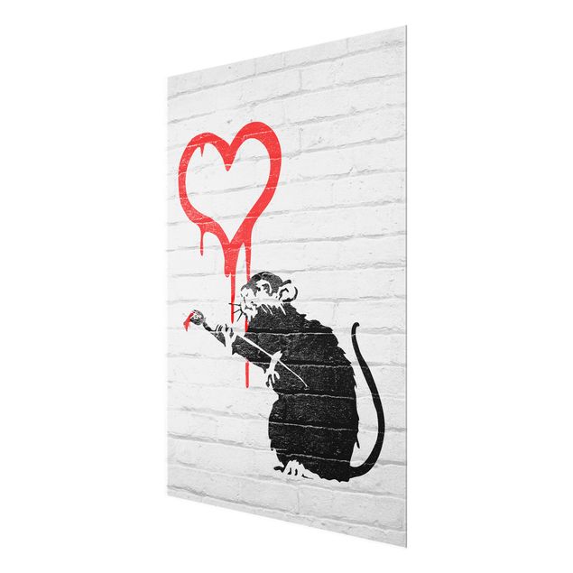 Obrazy na szkle czarno białe Love Rat - Brandalised ft. Graffiti by Banksy