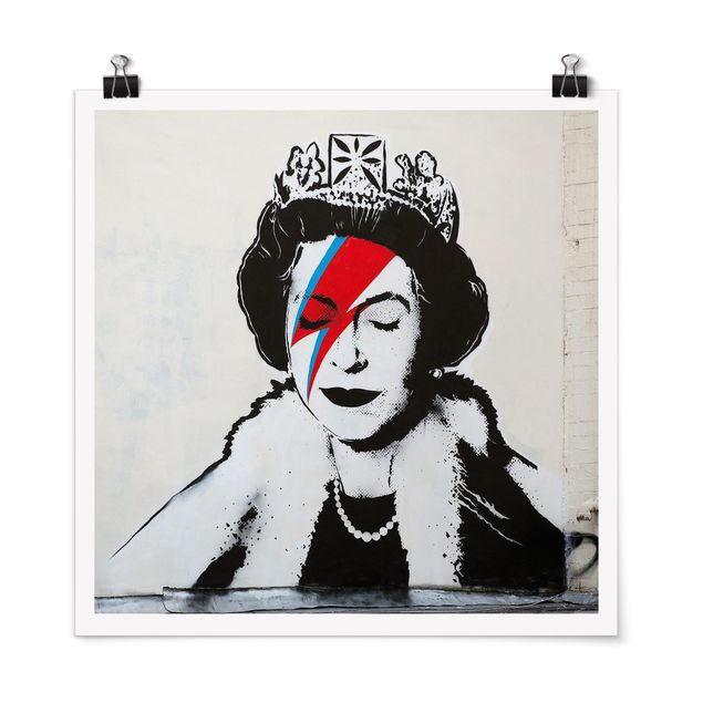 Obrazki czarno białe Queen Lizzie Stardust - Brandalised ft. Graffiti by Banksy