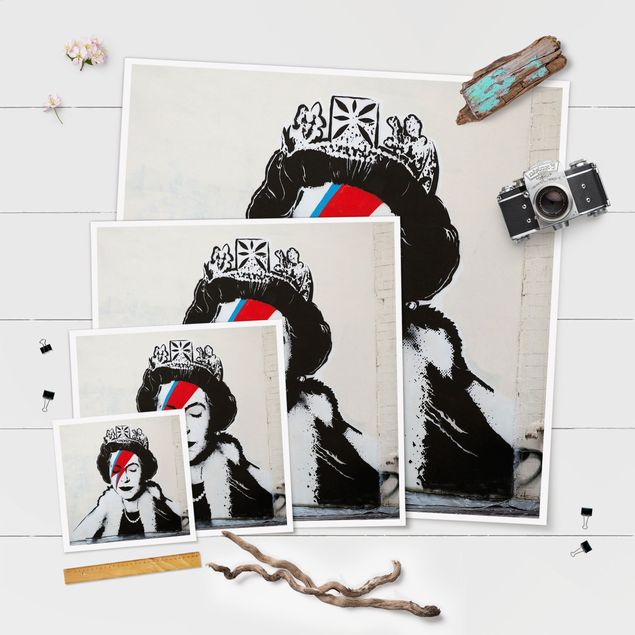 Poster - Banksy - Queen Lizzie Stardust - Quadrat 1:1