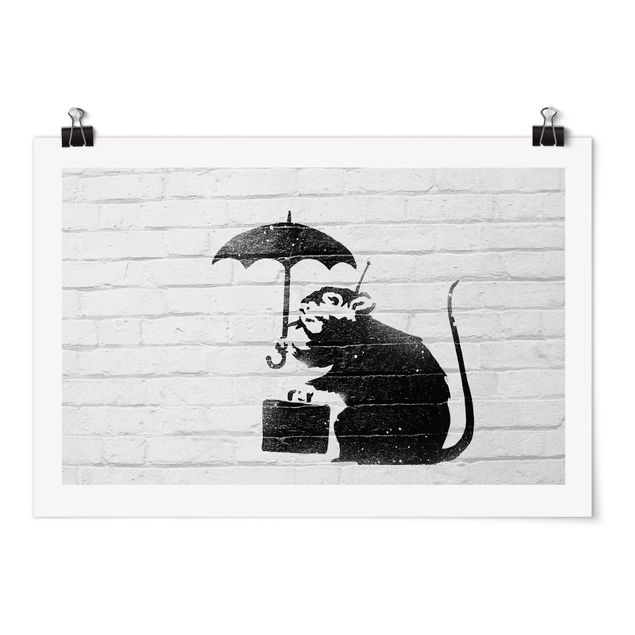 Obrazki czarno białe Ratte mit Regenschirm - Brandalised ft. Graffiti by Banksy