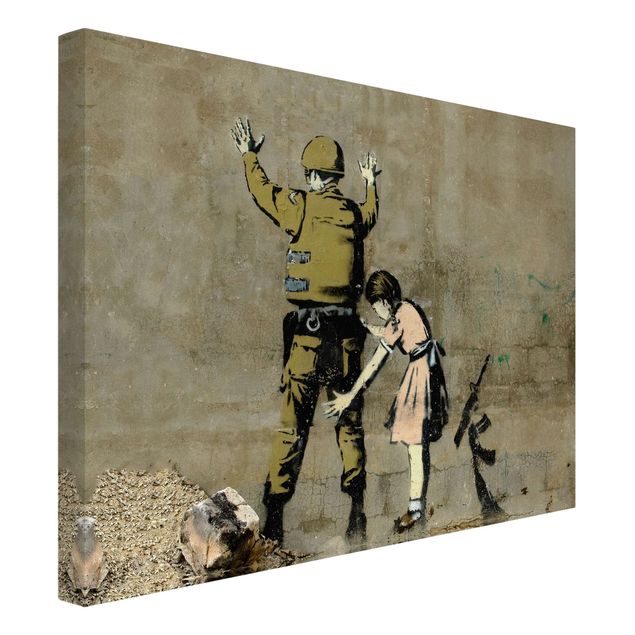 Kolorowe obrazy Banksy - Girl Frisking Soldier