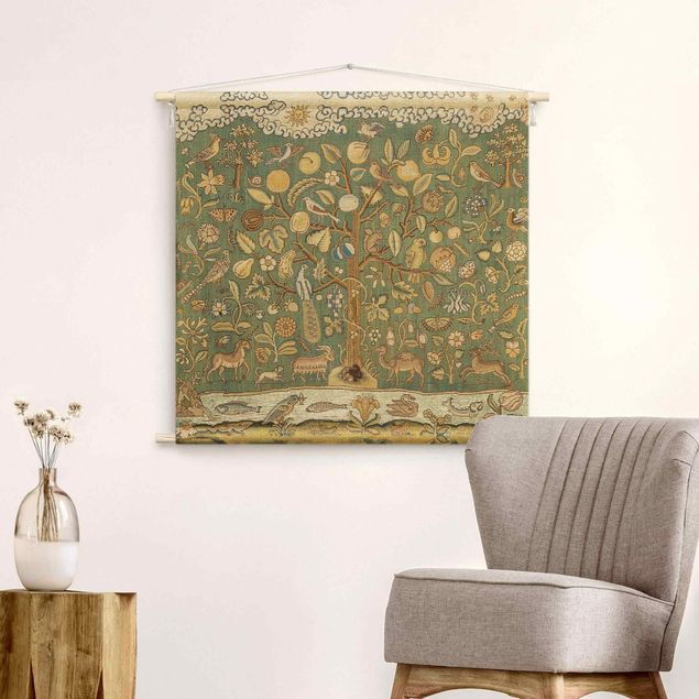 Nowoczesne obrazy Tree With Animals In Textile Look