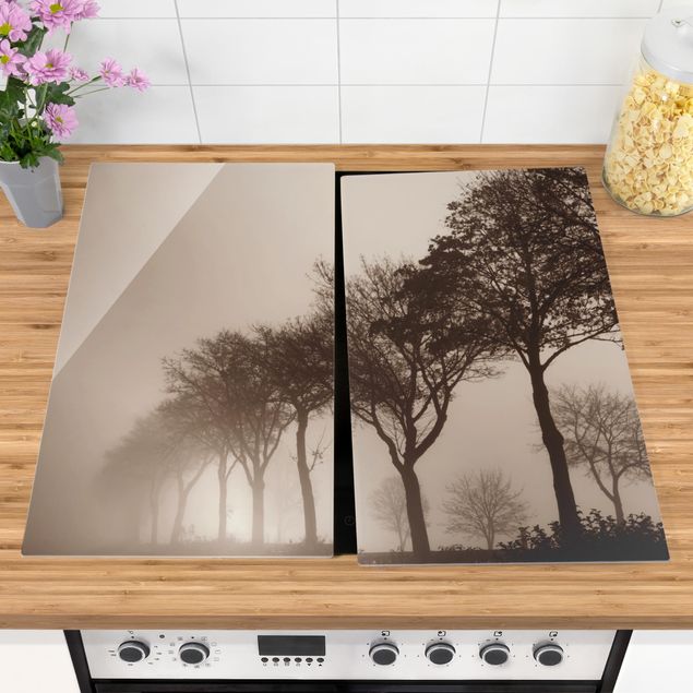 Dekoracja do kuchni Aleja drzew w porannej mgle