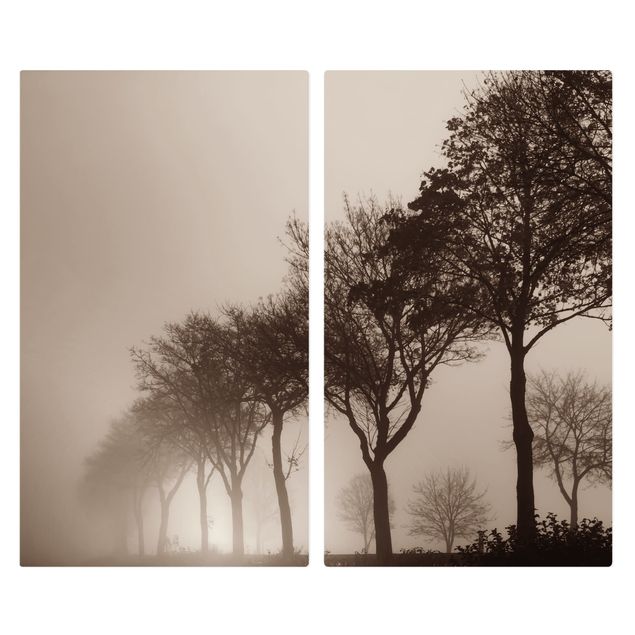Pokrywa kuchenki - Aleja drzew w porannej mgle