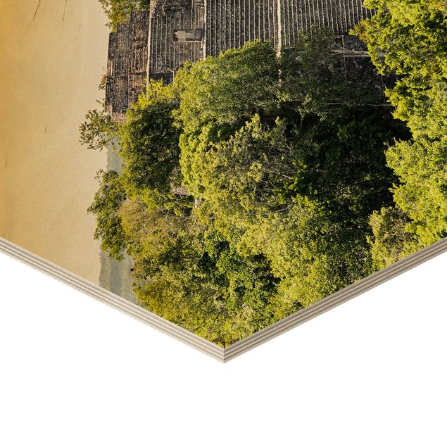 Obraz heksagonalny z drewna - Piramida w Calakmul