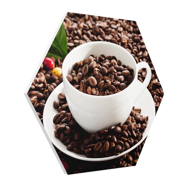 Obraz brązowy Filiżanka do kawy z palonymi ziarnami kawy