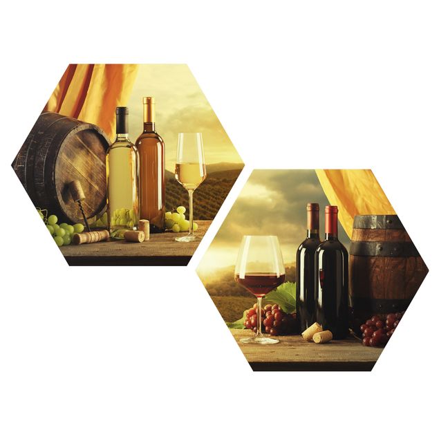 Obraz heksagonalny z Forex 2-częściowy - Wino z widokiem