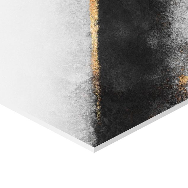Obraz heksagonalny z Forex 2-częściowy - Abstrakcyjne złote horyzonty w akwareli