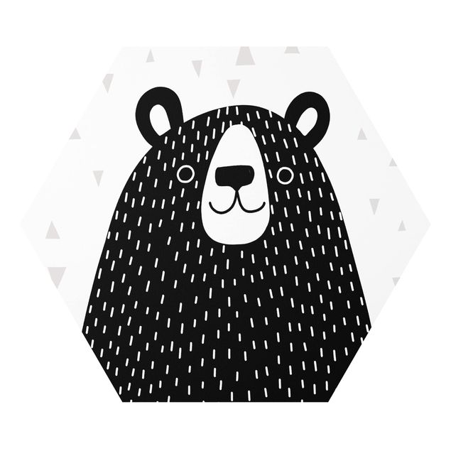Czarno białe obrazy Park zwierząt z wzorami - Niedźwiedź
