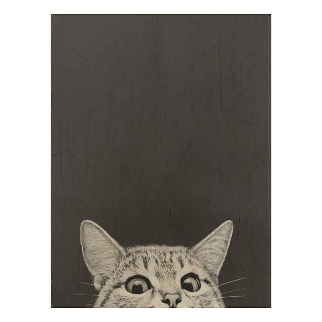 Laura Graves Art obrazy Ilustracja kot czarno-biały rysunek