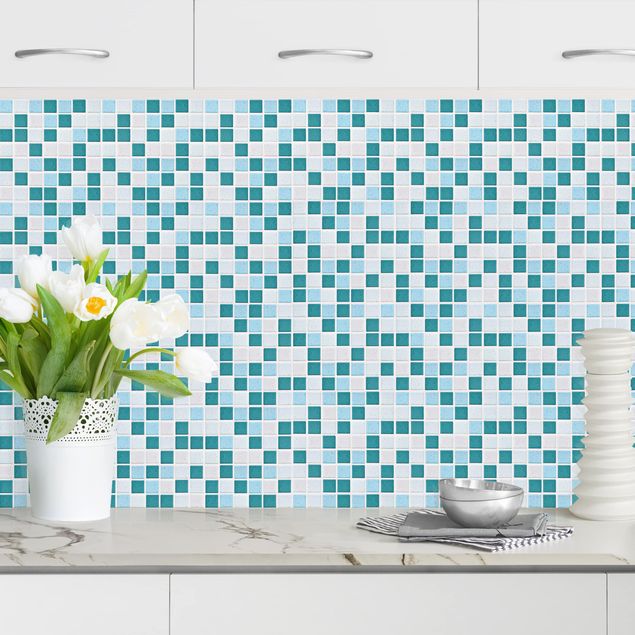Dekoracja do kuchni Płytki mozaikowe turkusowoniebieskie
