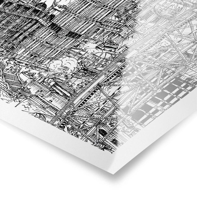Czarno białe plakaty Studium miasta - London Eye