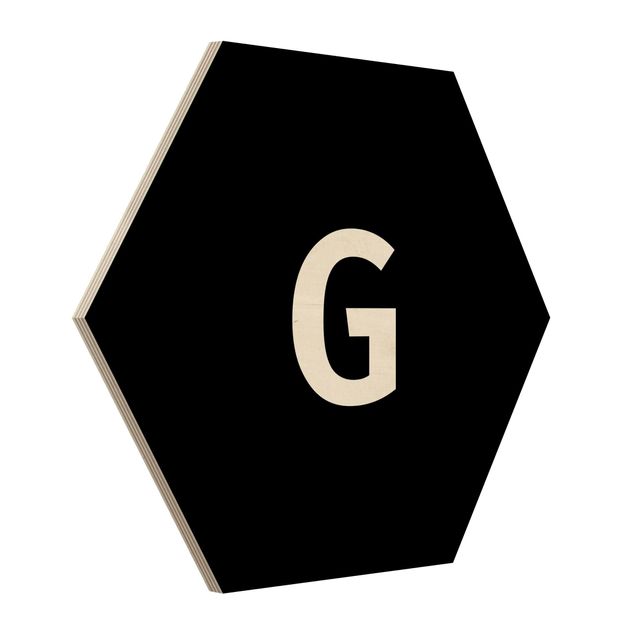Obraz heksagonalny z drewna - Czarna litera G