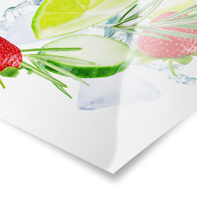 Plakat - Kostki lodu truskawki limonka Splash