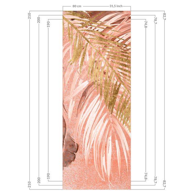Tylna ścianka prysznicowa - Palm Fronds In Pink And Gold II