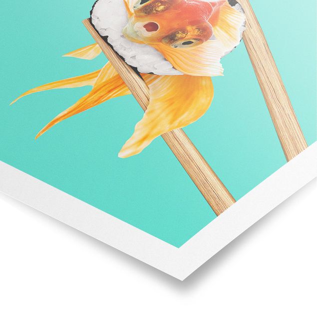 Obrazy z rybami Sushi z złotą rybką