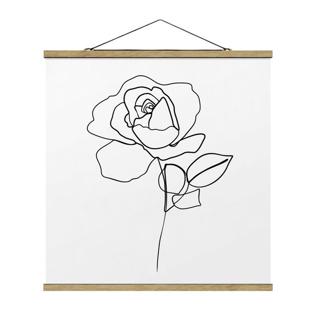 Nowoczesne obrazy Line Art Róża czarno-biały