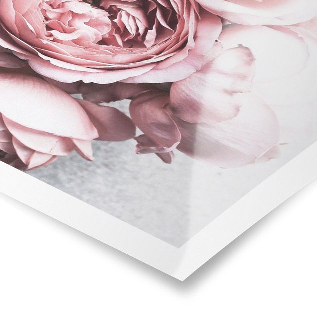 Obrazy z motywem kwiatowym Kwiaty różowej piwonii Shabby Pastel