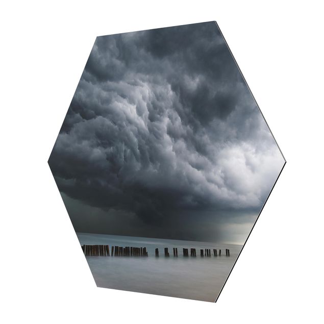 Obraz heksagonalny z Alu-Dibond - Chmury burzowe nad Morzem Bałtyckim
