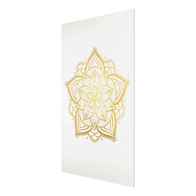 Obrazy nowoczesne Mandala Flower Illustration białe złoto
