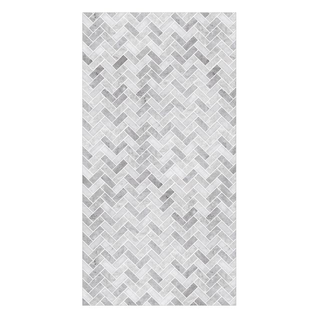 Tylna ścianka prysznicowa - Marble Fish Bone Tiles - Medium Grey