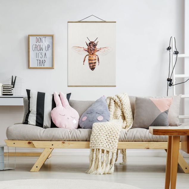 Obrazy do salonu nowoczesne pszczoła z brokatem