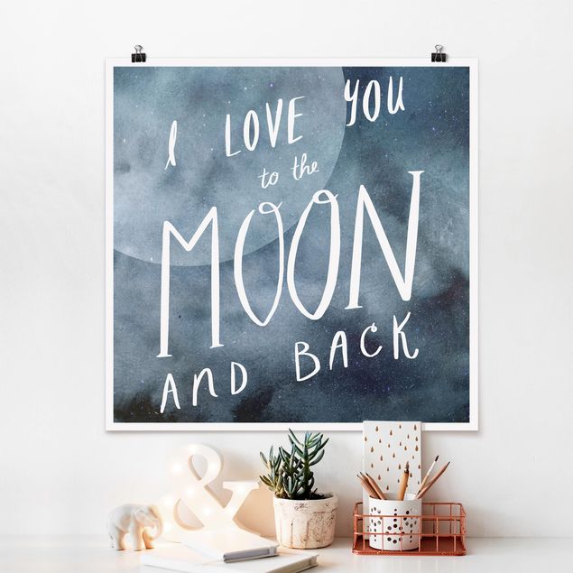Obrazy do salonu nowoczesne Miłość niebieska - Księżyc
