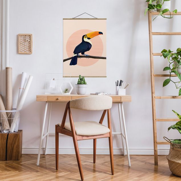 Nowoczesne obrazy do salonu Ilustracja ptak tukan malarstwo pastelowe