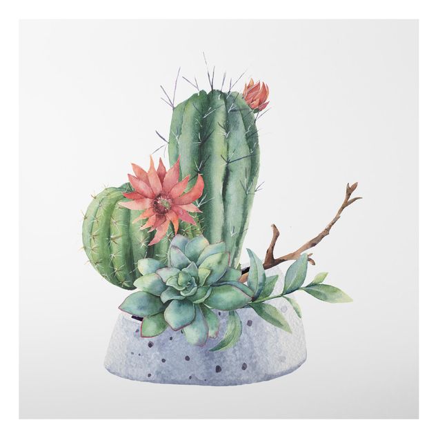 Obrazy do salonu nowoczesne Akwarela Ilustracja kaktusów