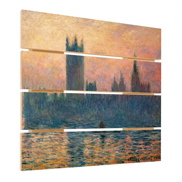 Obrazy na drewnie Claude Monet - Zachód słońca w Londynie