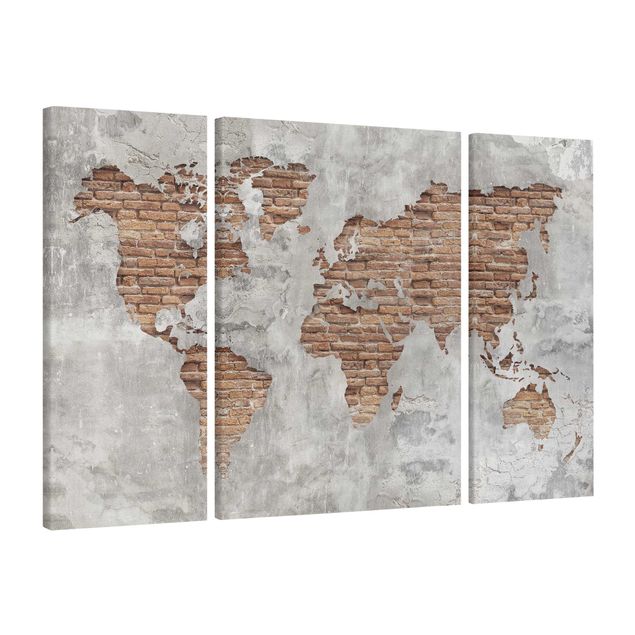 Obrazy nowoczesne Mapa świata Shabby Concrete Brick