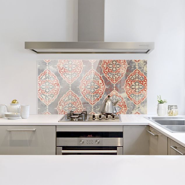 Panel szklany do kuchni Persian Vintage Pattern w kolorze indygo III