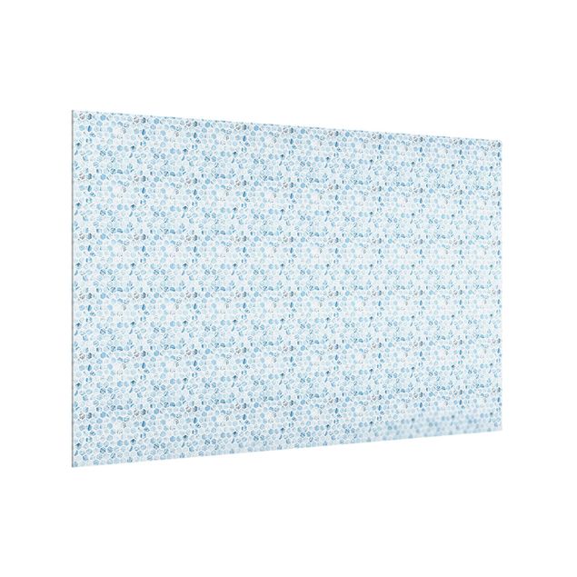 Panel szklany do kuchni - Marmurowe sześciokąty w niebieskich odcieniach