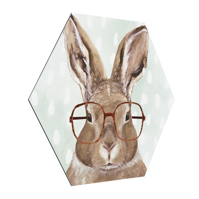 Obraz heksagonalny z Alu-Dibond - Brillowane zwierzęta - królik