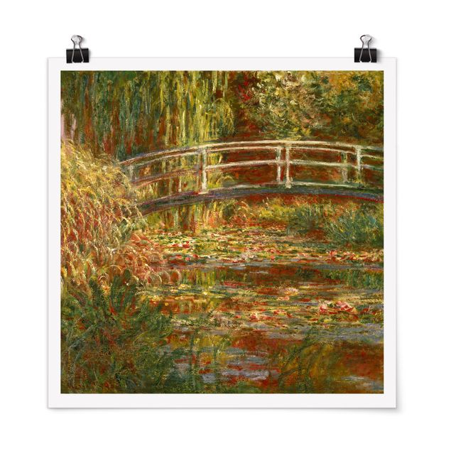 Nowoczesne obrazy Claude Monet - Staw z liliami wodnymi i japoński mostek (Harmonia w różu)