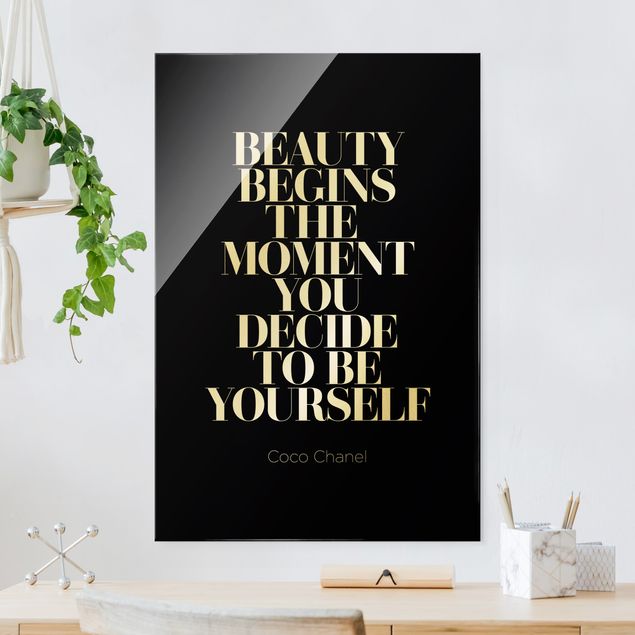 Obraz na szkle - Be yourself Coco Chanel Black