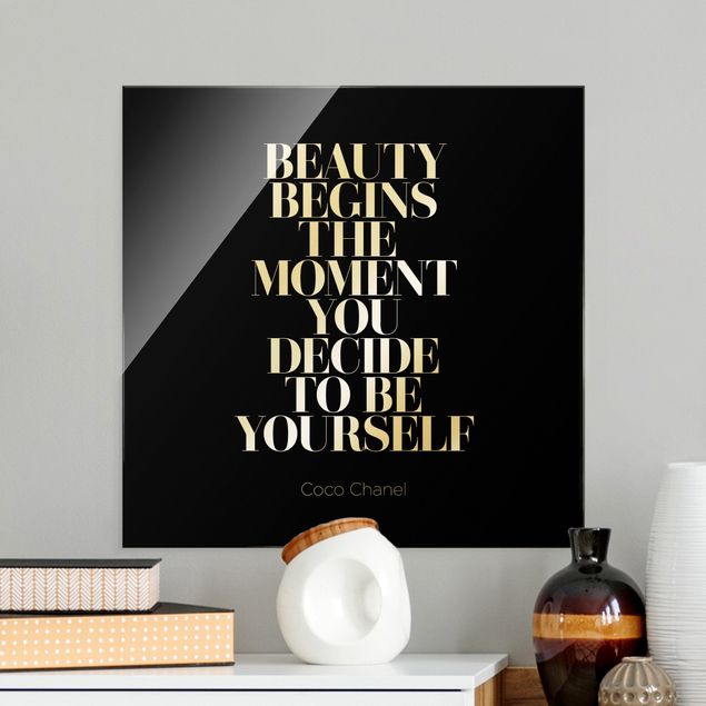 Obrazy na szkle powiedzenia Be yourself Coco Chanel Black