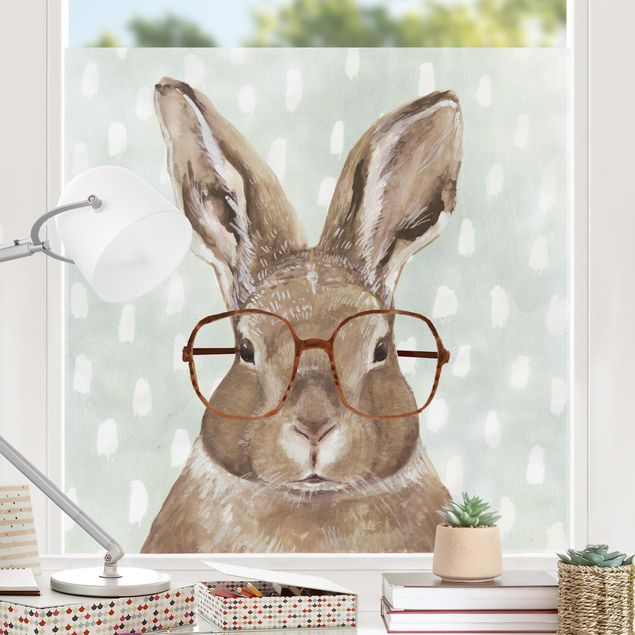 Folia okienna do salonu Zwierzęta w okularach - Zając