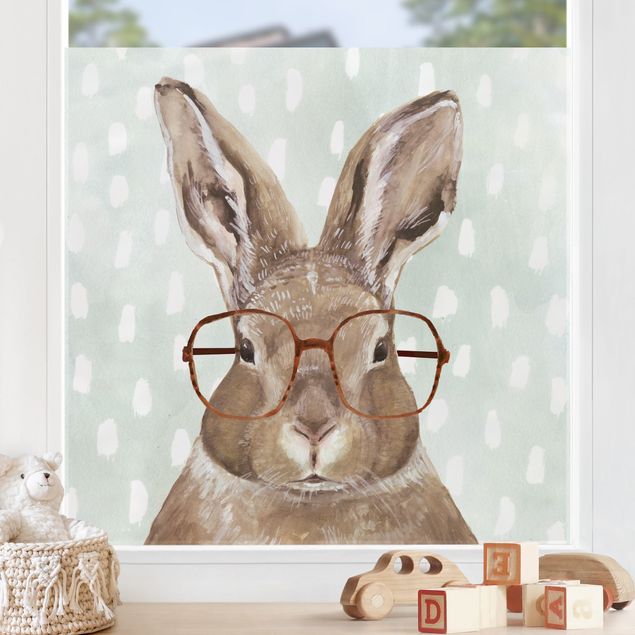 Folia okienna dla dzieci Zwierzęta w okularach - Zając